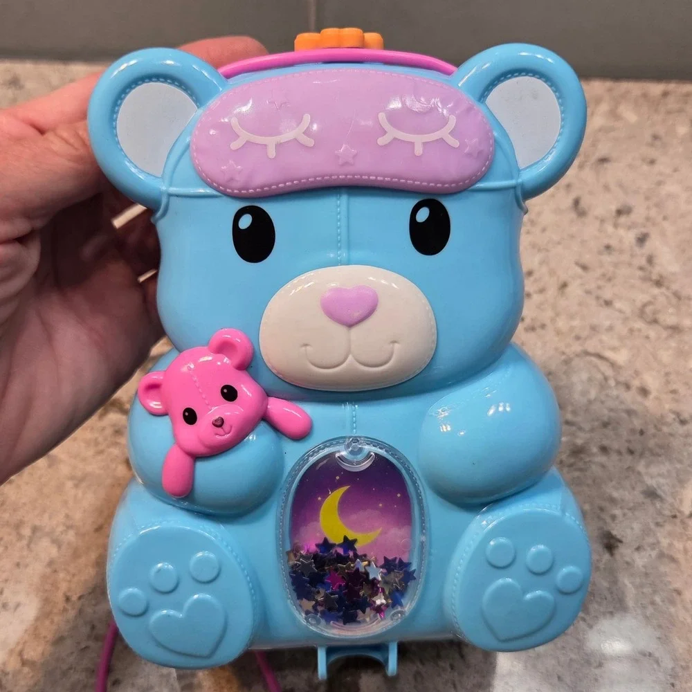 Polly Pocket Pajama Party Sleepover Teddy Bear Compact Playset HGC39 Blue